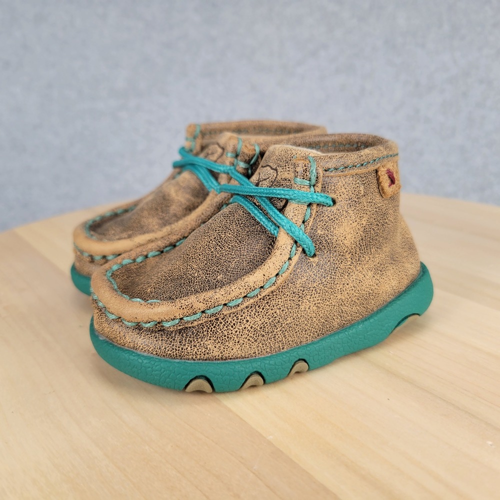 Twisted X Chukka Driving Mocs Infant 3M Brown Turquoise Leather ICA0008